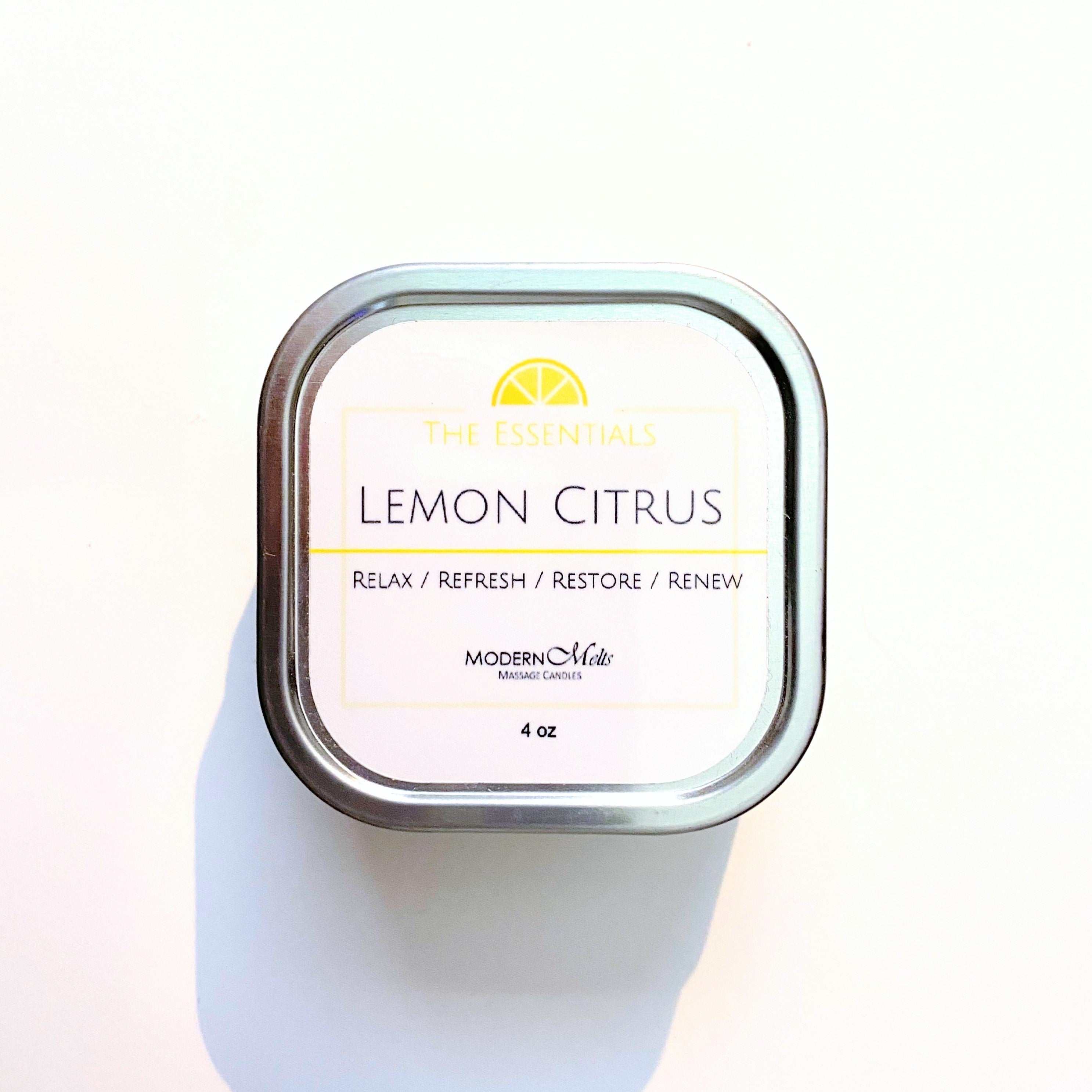 Lemon Citrus Essentials Massage Candle (4oz)